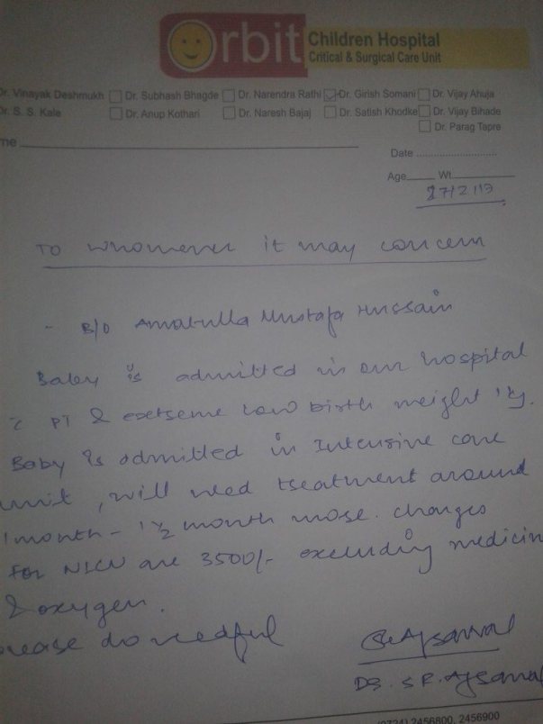 Estimate of hospital mentioning chgs