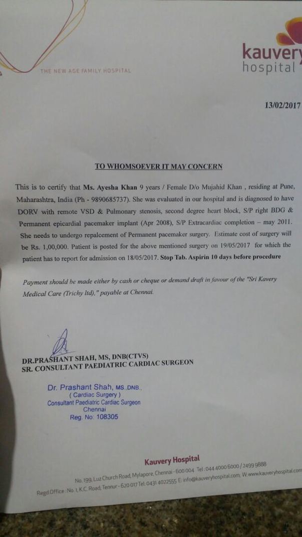 Pls see hospital letter