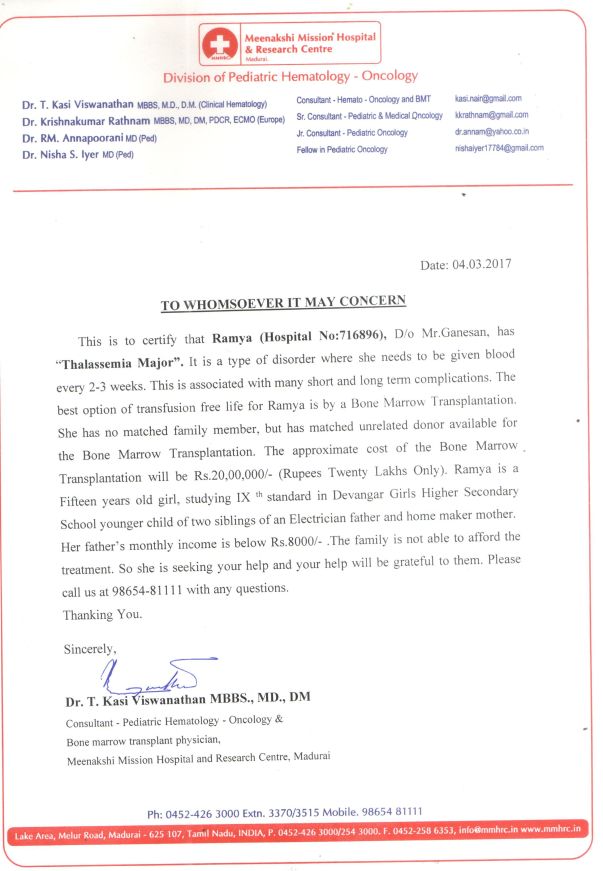 Letter from the hospital