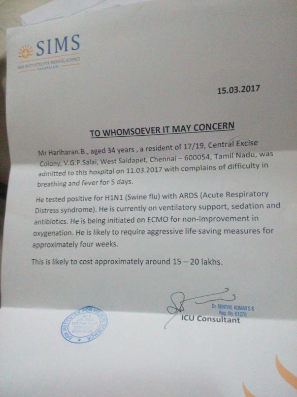 Doctors certificate as to how much approximately the costs would be