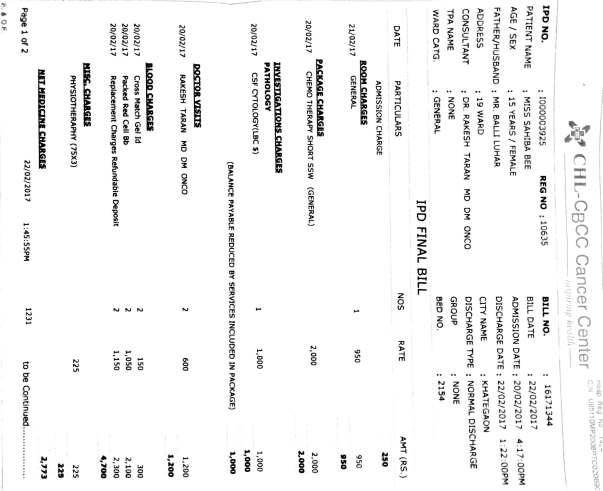 Hospital bill