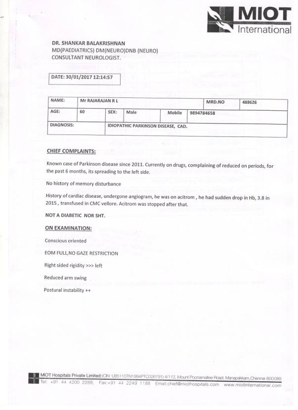 Chief conditions of the patient