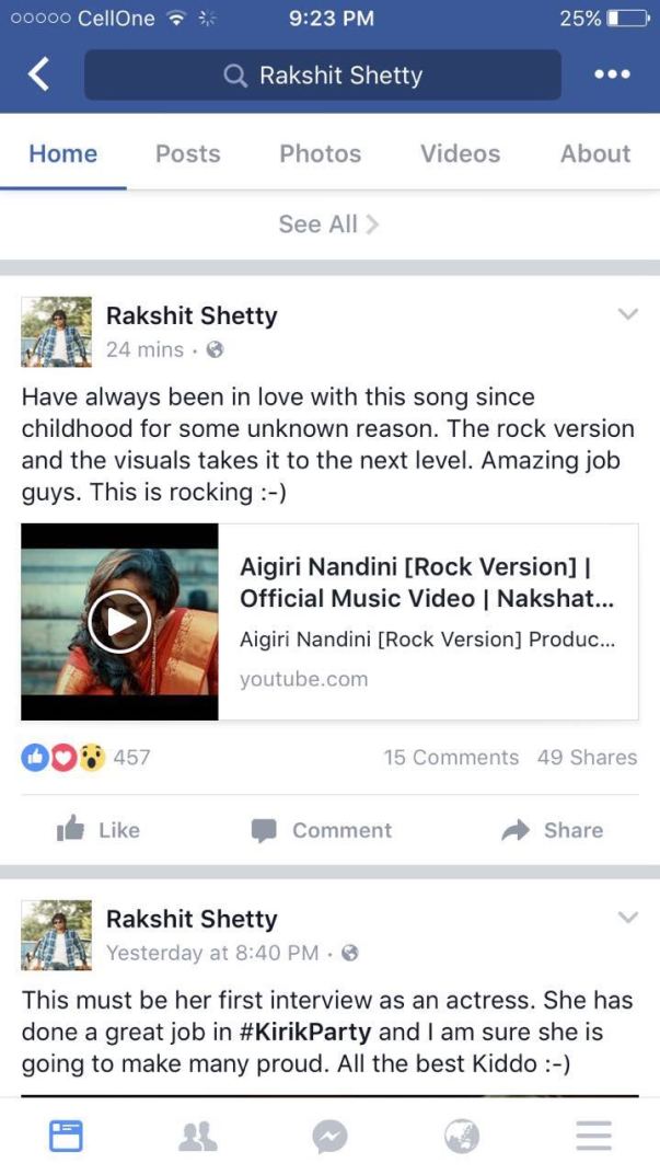 Appreciation by Sandalwood Actor / Director Rakshith Shetty Sir...