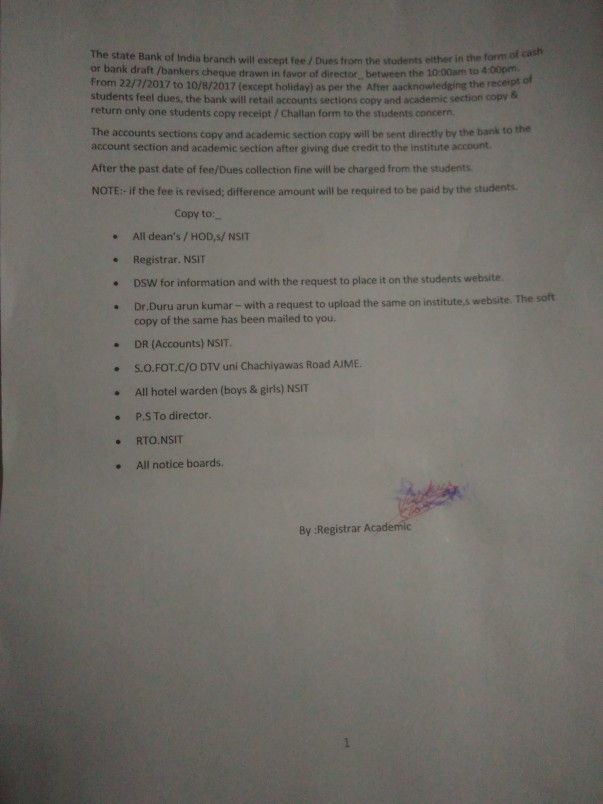 This Is my collage notice of my b-tech fee