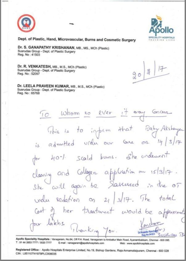 Hospital Letter