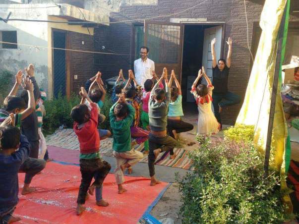 Yoga sessions with the children