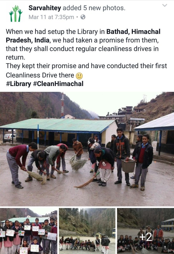 Cleanliness drive in Bargad library, Himachal Pradesh