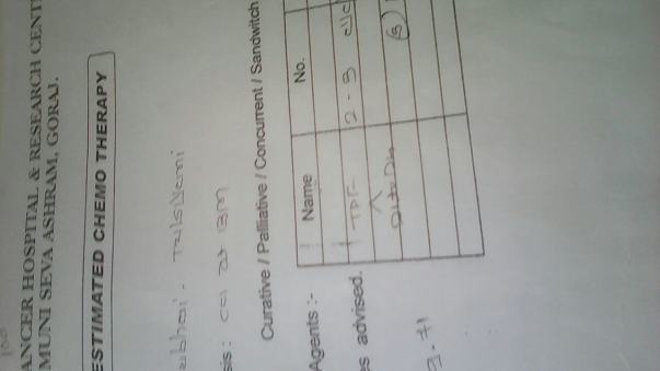 His chemotherapy treatment at goraj kailash cancer hospital