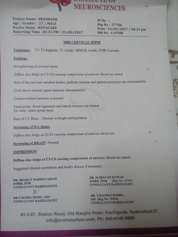 Spine disc bulg report