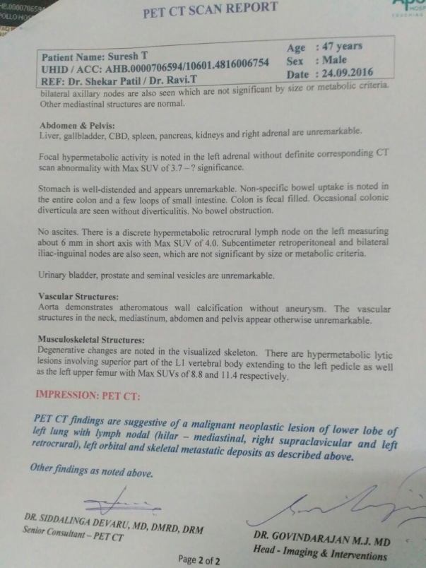 PET CT Scan Report