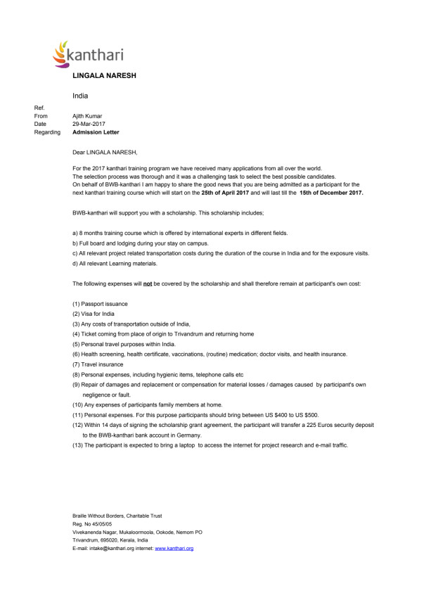 Admission Letter