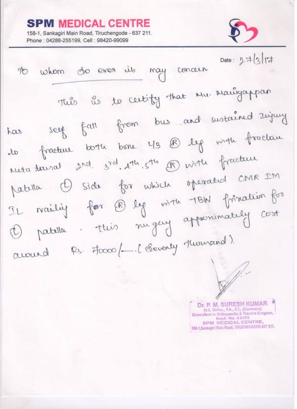Doctor's certificate