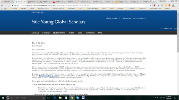 Acceptance letter