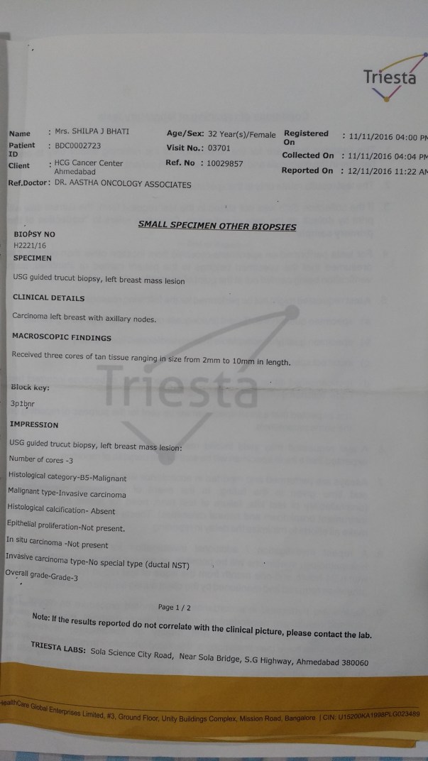 Core Needle Biopsy report
