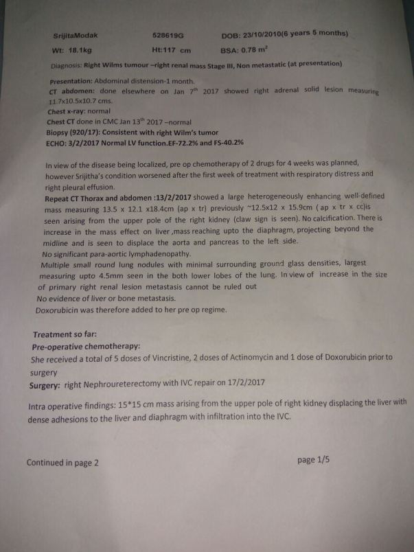 Post operative chemotherapy protocol