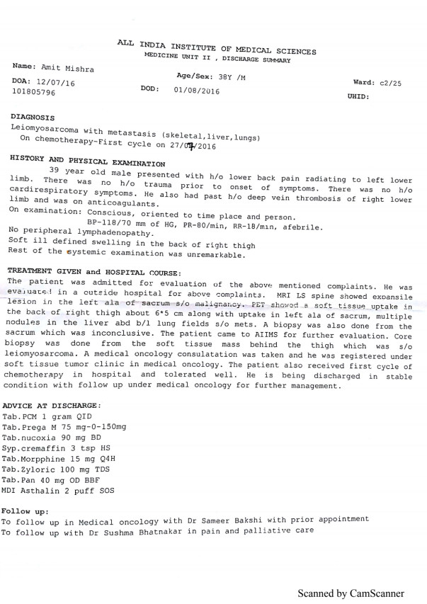 AIIMS Discharge summary