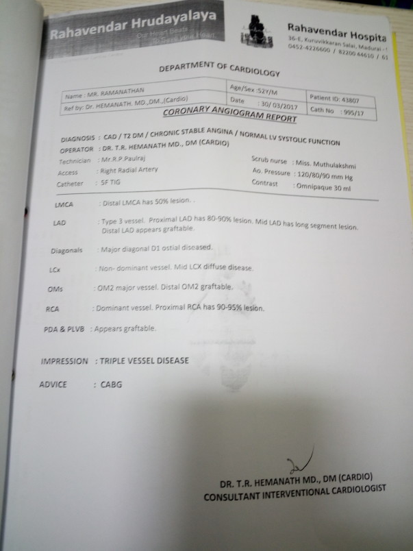 Angiogram report
