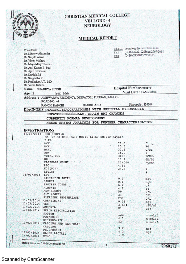 Christian Medical College, Vellore, diagnosis