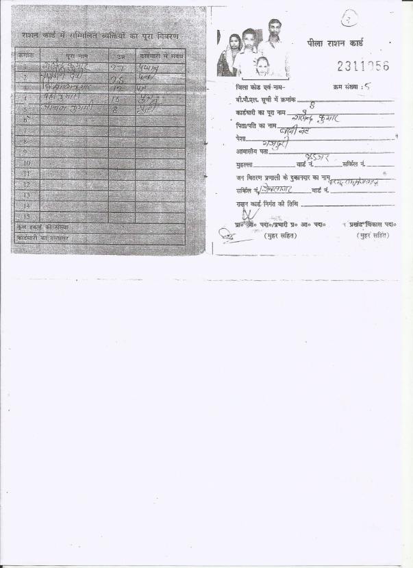 BPL certificate of my family