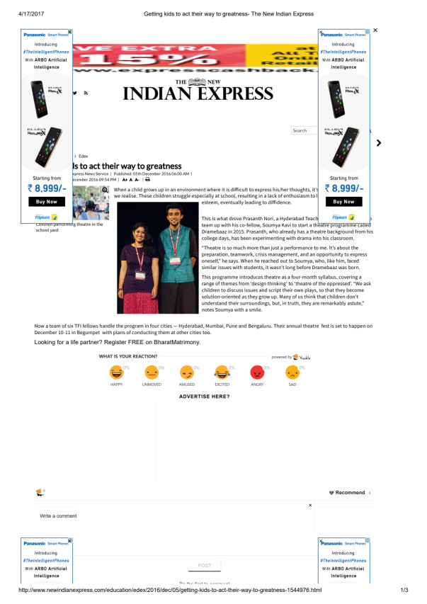 Dramebaaz feature on The New Indian Express