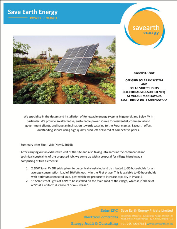 Plan For Manakwada Solar Electrification