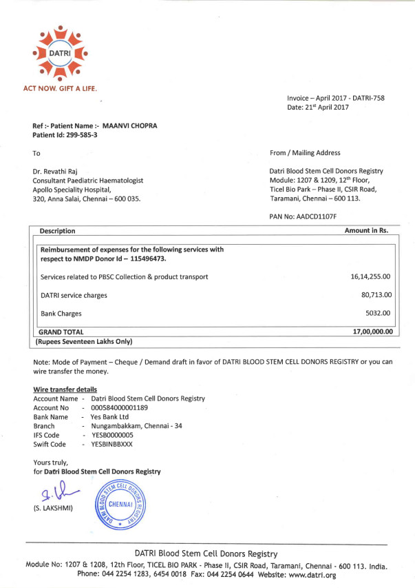 Donor's cell Bill