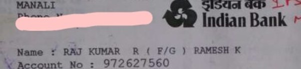 Bank account details