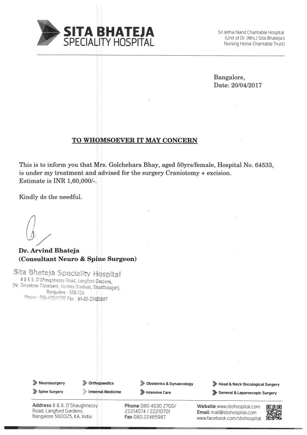 Estimation letter