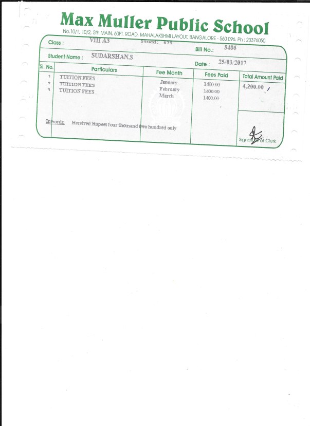 School Payment for Sudarshan