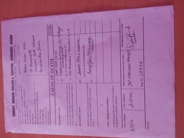 Death Certificate of Rokiyas Husband