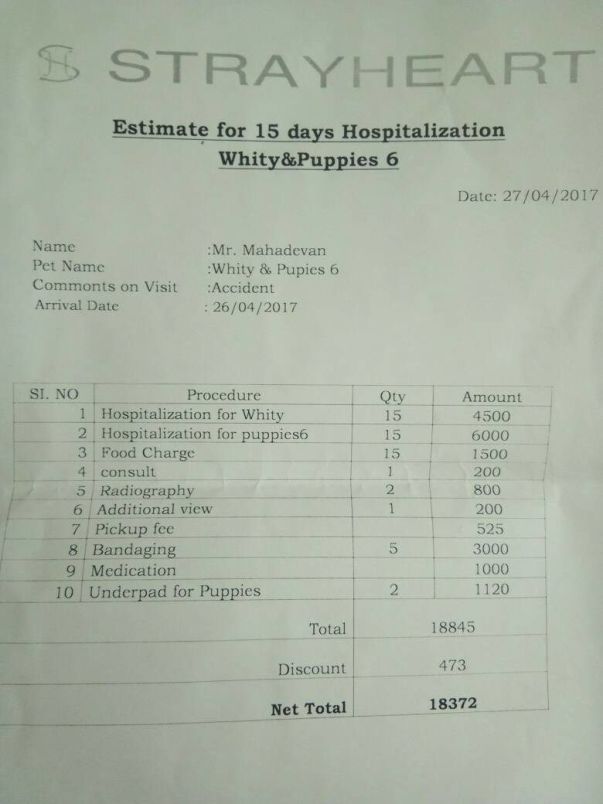 Medical Estimate for 15 days.
