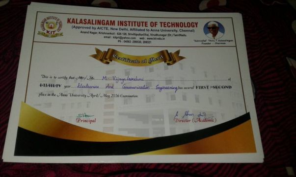 Certificate of Merit, Ms M. Vijayalakshmi