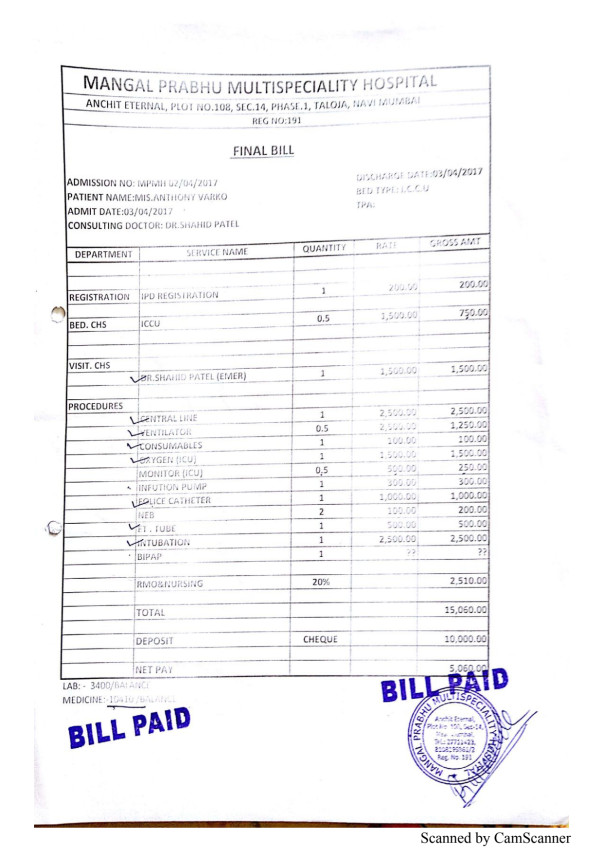 Medical and hospital bills