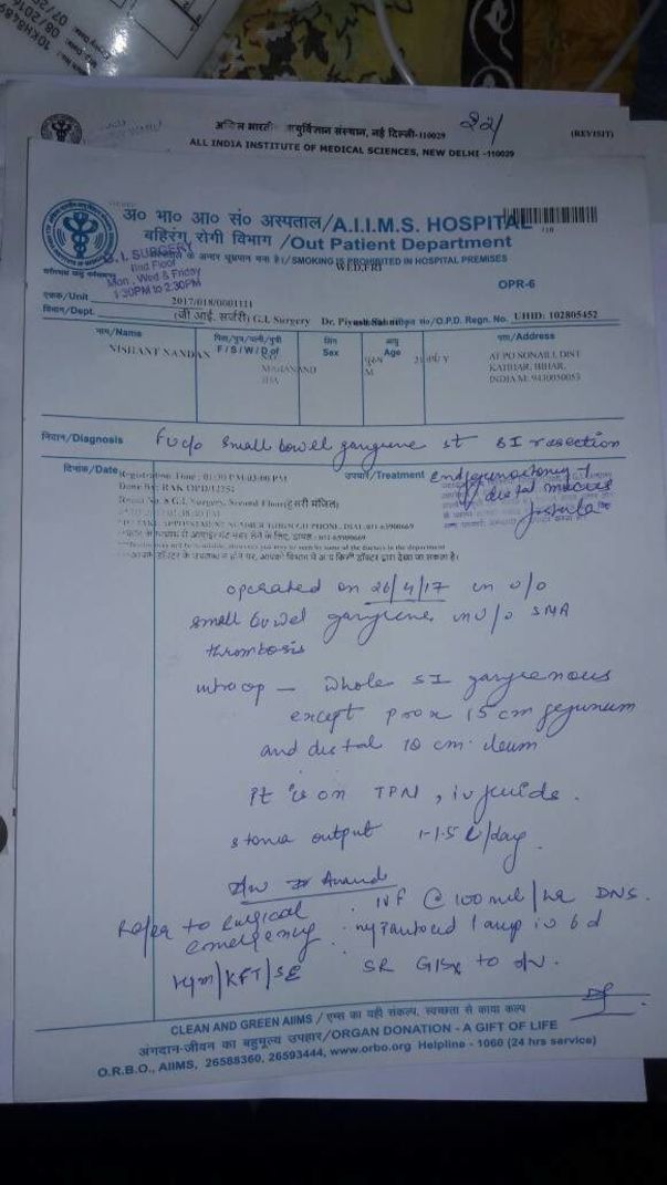 Letter provided by AIIMS delhi
