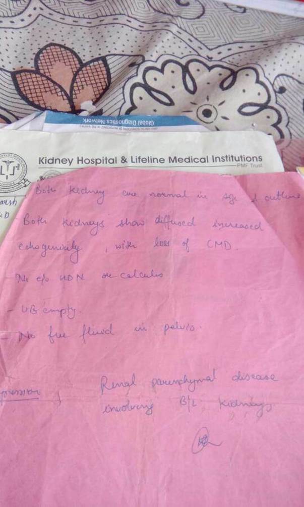 report of doctor for defused kidneys