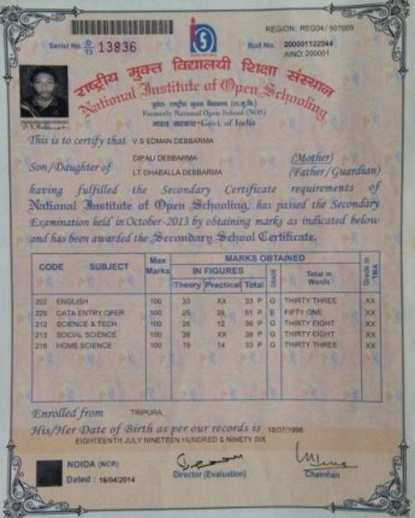 Secondary Certificate