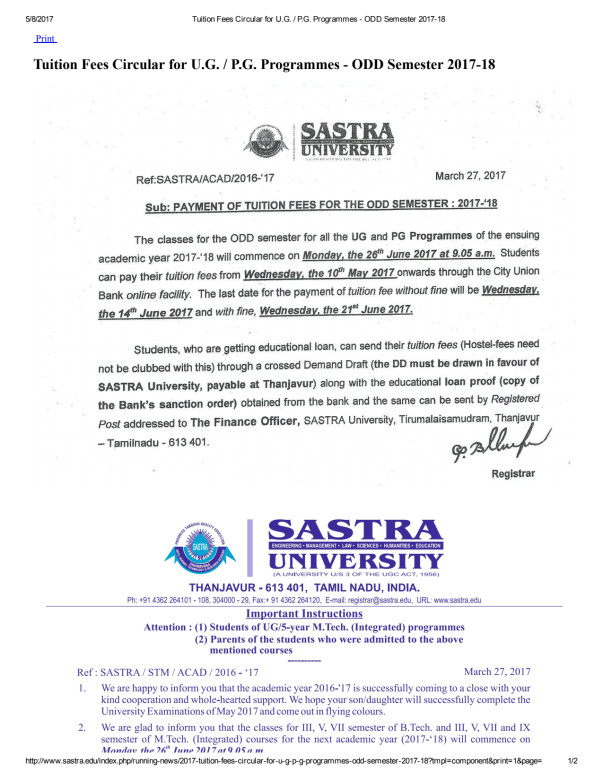 Fee Circular