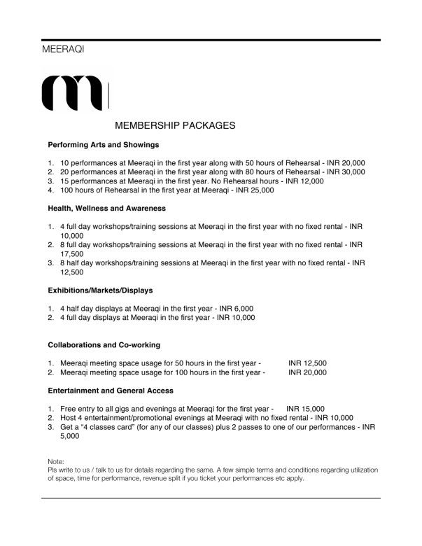 Membership packages