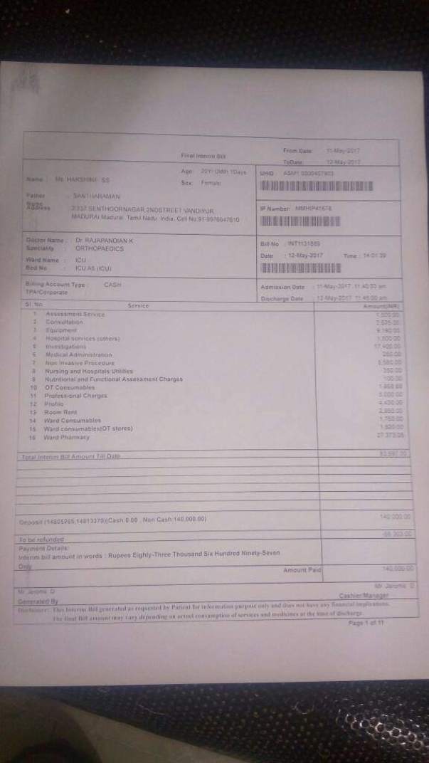 Medical Bill details