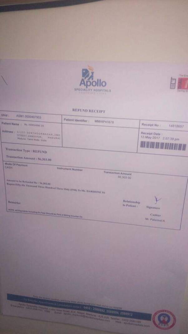 Refund Details from Apollo