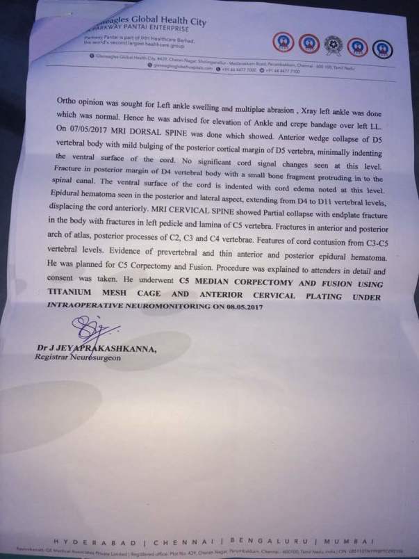 Medical report from doctors