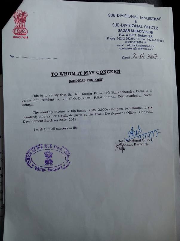 Income certificate