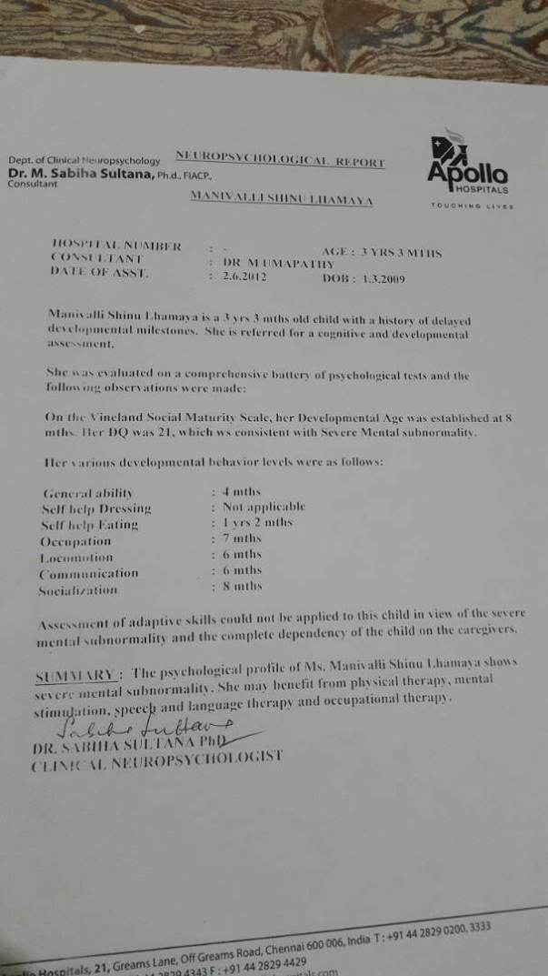 Neuropsychological report