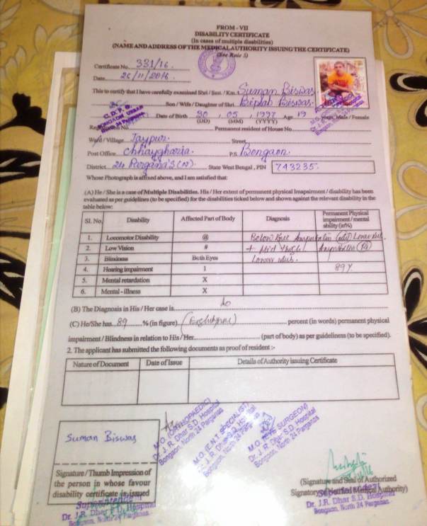 Disability certificate