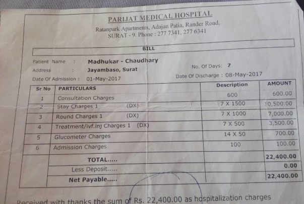 Parijat Hospital's bill