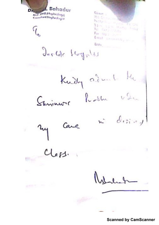Doctor's Letter for admission