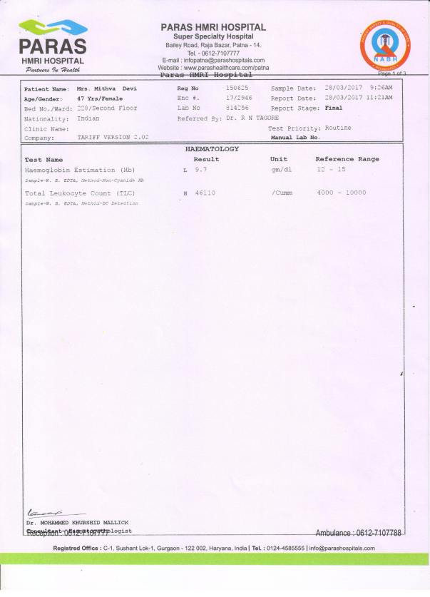 Haemotology Report