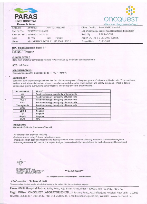 IHC Final Diagnosis Report