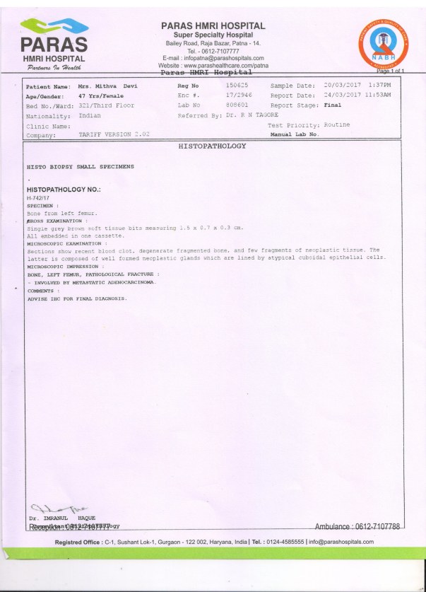 Histopathalogy Report