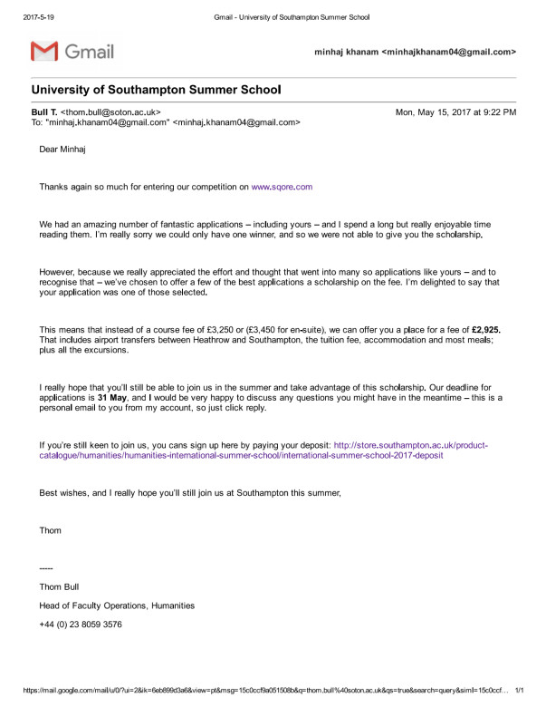 This is my scholarship details